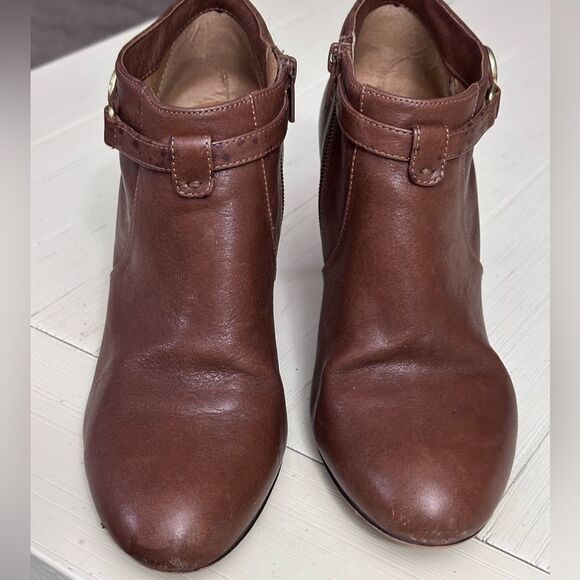 Coach Salene high heel ankle booties brown tan leather ginger 3.5 heel Size 8 - Picture 5 of 15